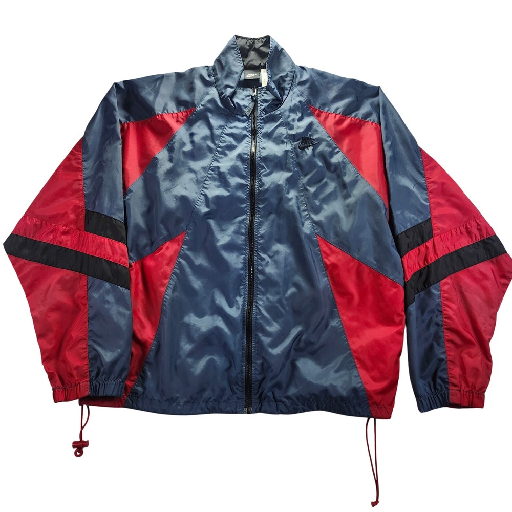 Nike Windbreaker Jacket Mens Large Navy Red Good Vintage 90s Colorblock‎ Zip
